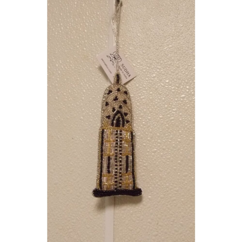 Beaded Christmas Ornament of Chrysler Building 2"x5.5" by Sudha Pennathur